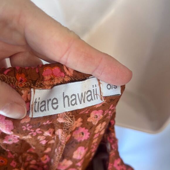Tiare Hawaii Strapless Back Tie Jumpsuit Rust Orange Floral Print Size O/S - Picture 9 of 12